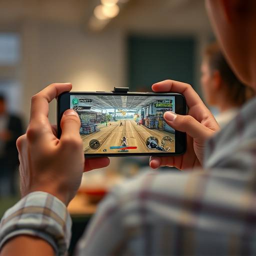 A person playing a mobile game on a smartphone.